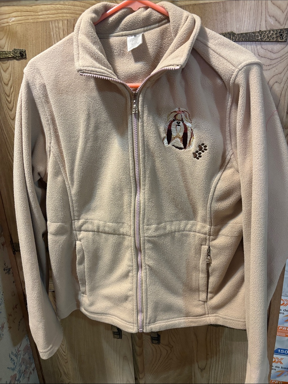 The bradford exchange beige fleece full-zip jacket embroidered Shih Tzu